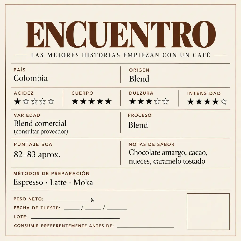 Etiqueta de café Encuentro.webp